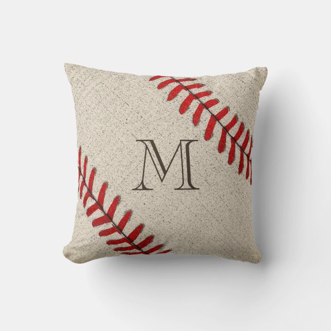 Unique Monogrammed Baseball Gifts for Dad Throw Pillow (Front)