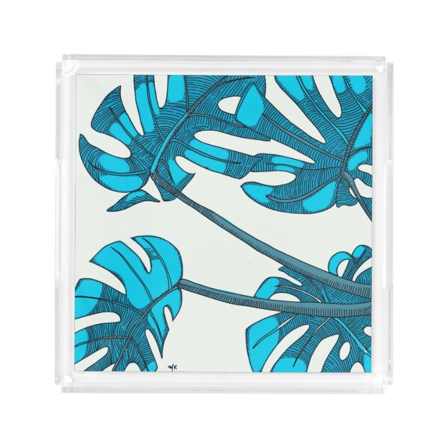Unique, monstera leaf design acrylic tray (Front)
