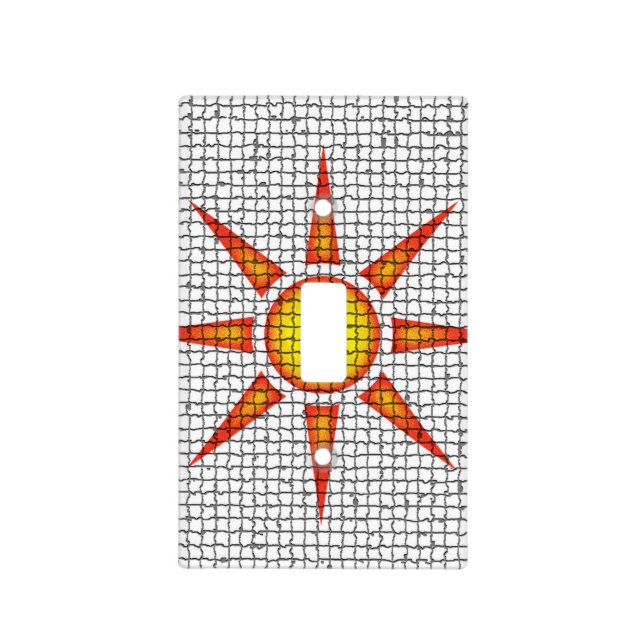 Unique Mosaic Southwest Orange Yellow Sun Tiles Light Switch Cover (Front)