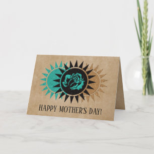 Unique Mother's Day Card with Aqua Rose