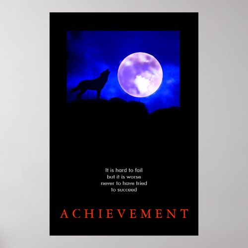 Unique Motivational Achievement Wolf Poster Print