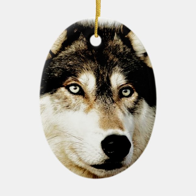 Unique Motivational Wolf Ceramic Ornament (Front)