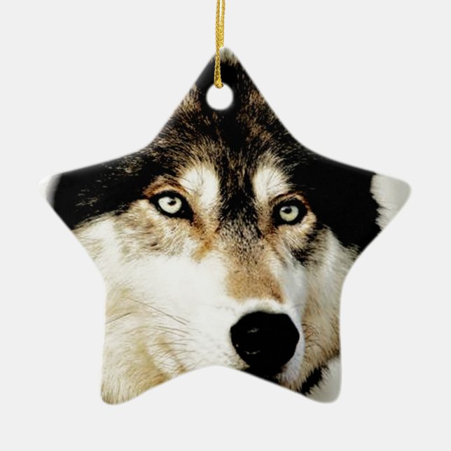 Unique Motivational Wolf Ceramic Ornament (Front)