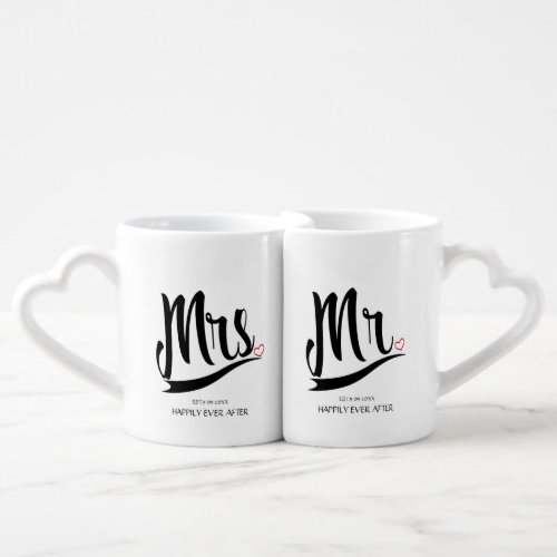 Unique Mrs and Mr Typography Wedding Custom Coffee Mug Set