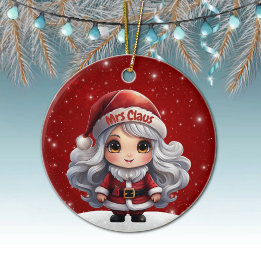Unique Mrs Santa Claus Xmas Holiday Decor 🎄🤶🏻 Ceramic Ornament