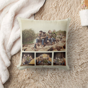 Unique Multi Photo Collage Sepia Aged Throw Pillow