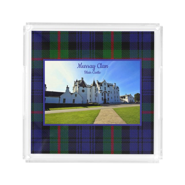 Unique Murray Scottish Clan Castle Tartan Gift Acrylic Tray (Front)