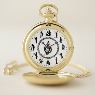 Unique Music Silhouettes Themed Pocket Watch