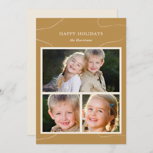 Unique Mustard Yellow 3_Photo Collage Christmas Holiday Card