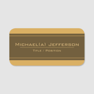Unique Mustard Yellow and Deep Brown Chic Name Tag