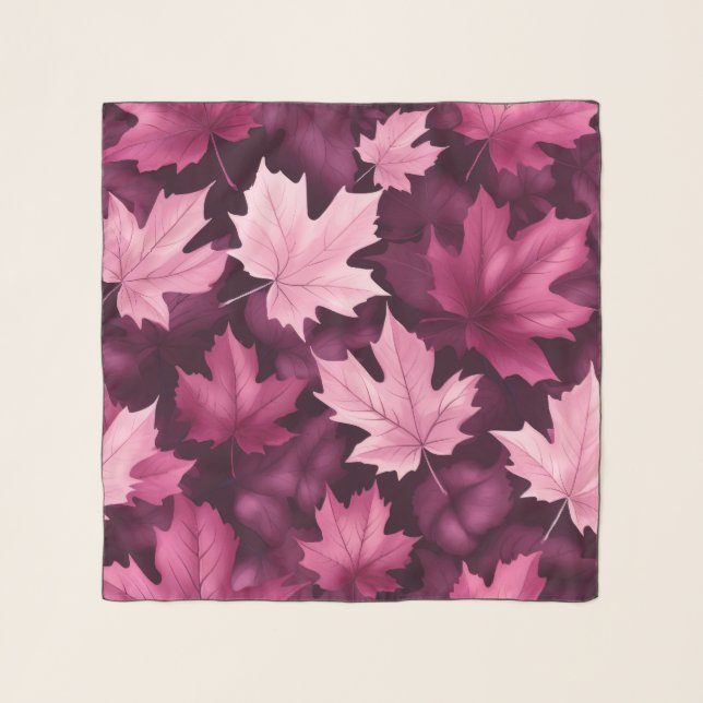 Unique Muted Burgundy Maple Leaf Chiffon Scarf (Front)