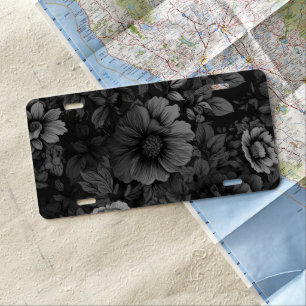 Unique Muted Colors Vintage Floral Print License Plate