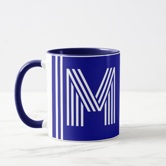Unique Name & Initial | Best Navy Blue Monogram Mug (Left)