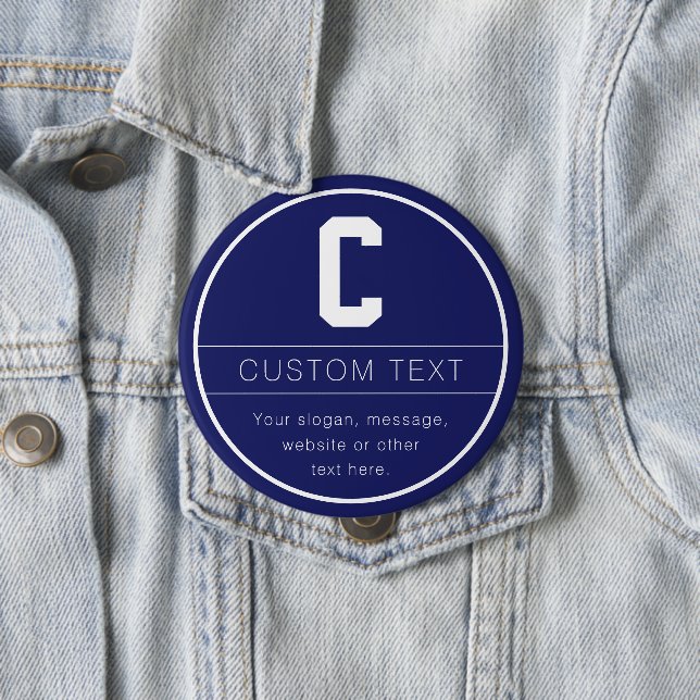 Unique Name & Monogram Template | Navy Blue Button (In Situ)