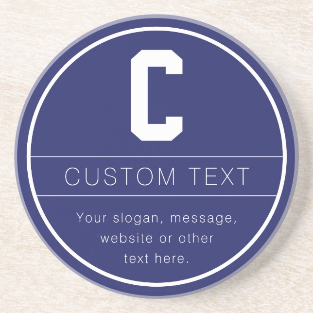 Unique Name & Monogram Template | Navy Blue Coaster (Front)