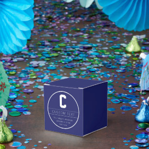 Unique Name & Monogram Template Navy Blue Favor Boxes