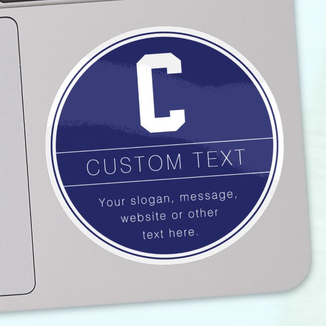 Unique Name & Monogram Template | Navy Blue Sticker (Creator Uploaded)