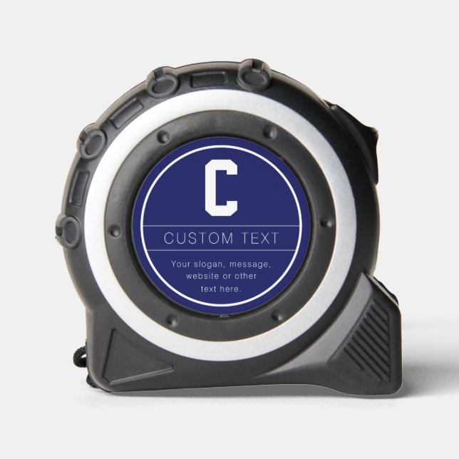 Unique Name & Monogram Template | Navy Blue Tape Measure (Front)