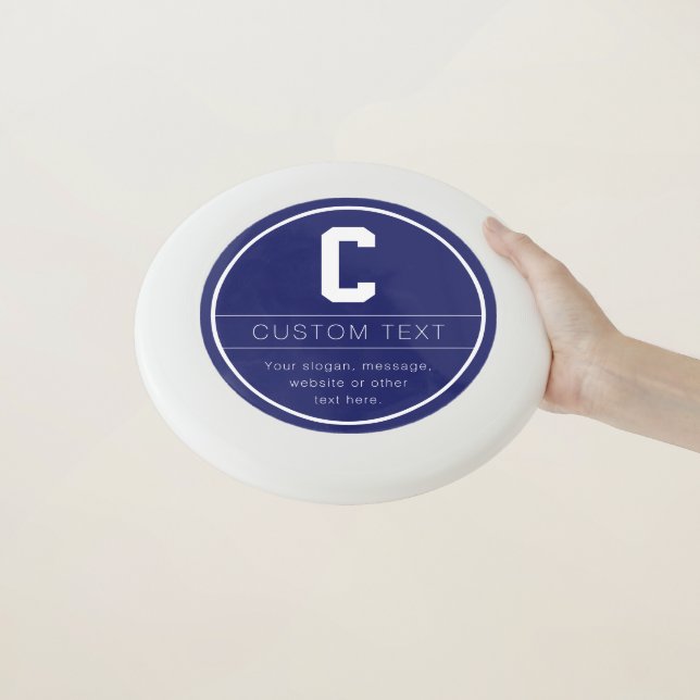 Unique Name & Monogram Template | Navy Blue Wham-O Frisbee (In Hand)