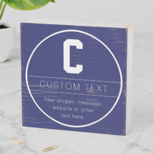 Unique Name & Monogram Template Navy Blue Wooden Box Sign