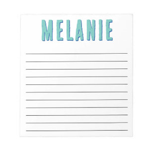 Unique Name Template Navy Blue Teal Lined Notepad