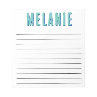 Unique Name Template Navy Blue Teal Lined Notepad
