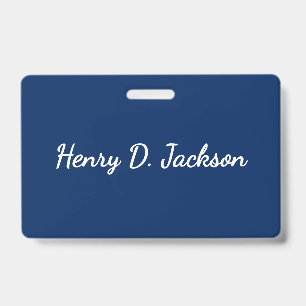 Unique Navy Blue Classical Handwriting Plain Badge