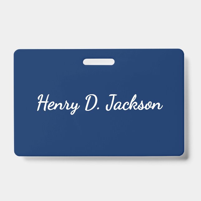 Unique Navy Blue Classical Handwriting Plain Badge (Front)