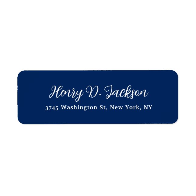 Unique Navy Blue Classical Handwriting Plain Label (Front)
