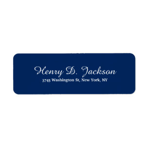 Unique Navy Blue Classical Script Creative Plain Label
