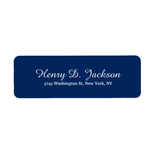 Unique Navy Blue Classical Script Creative Plain Label (Front)
