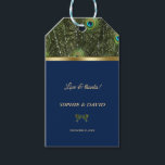 Unique Navy Blue Gold Peacock Feathers Wedding Gift Tags<br><div class="desc">Modern and elegant design featuring peacock feathers,  faux gold frame on navy blue background. Use Personalize tool to add your info. Matching items could be found in my Peacock Blue Collection.</div>