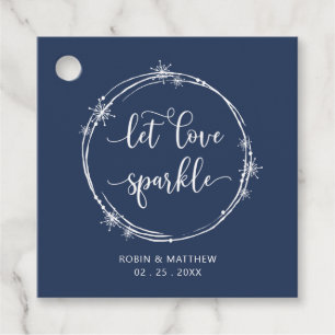 Unique, Navy Blue (or other) Let Love Sparkle Favor Tags