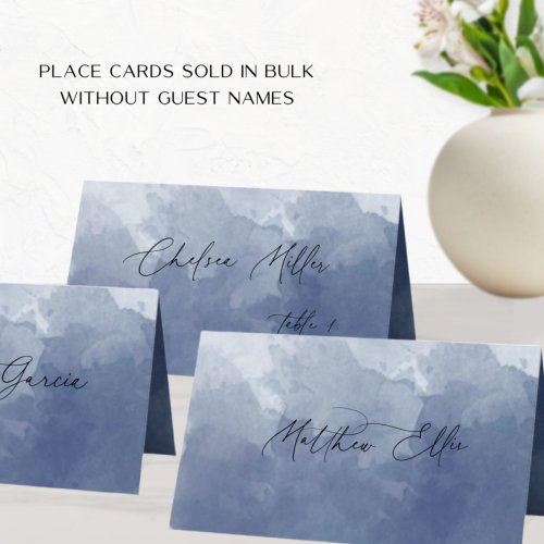 Unique Navy Blue Watercolor Background Folded Place Card