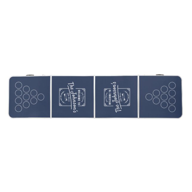 Unique Navy Lake House Family Beer Pong Table (Top)