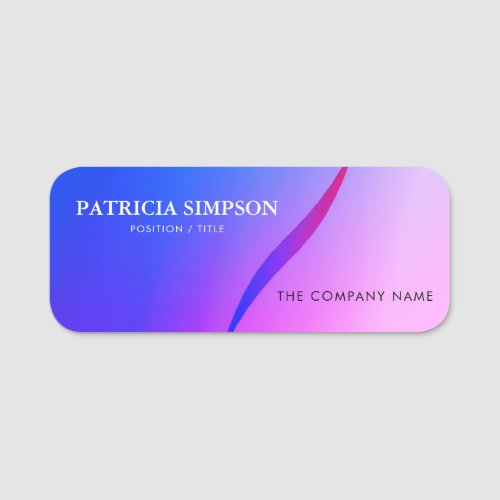 Unique Neon Blue And Orchid Light Purple Gradient Name Tag