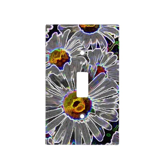 Unique Neon Daisies Light Switch Cover (Front)