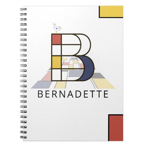 Unique Neoplasticism Style Monogram Letter B Notebook