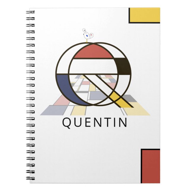 Unique Neoplasticism Style Monogram. Letter Q Notebook (Front)