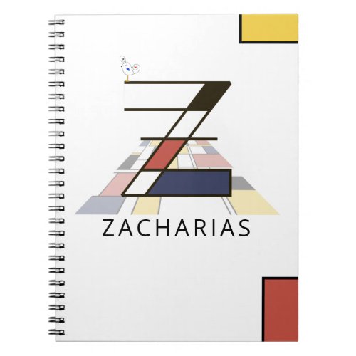 Unique Neoplasticism Style Monogram Letter Z Notebook
