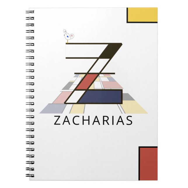 Unique Neoplasticism Style Monogram. Letter Z Notebook (Front)