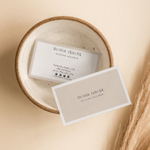 Unique Neutral Cream Minimalist Modern Boho Trendy Business Card