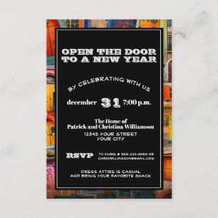 Unique New Year's Eve Party Vintage Doors Invitation