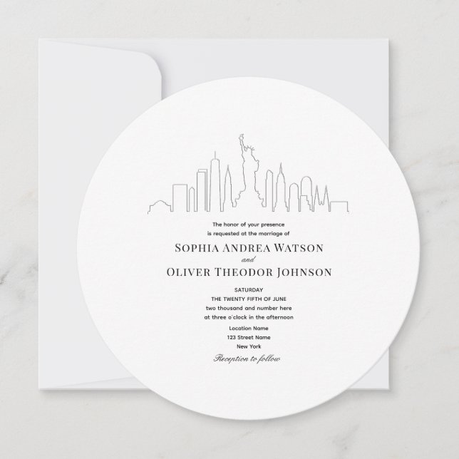 Unique New York Wedding QR Code Invitation (Front)