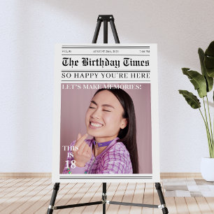 Unique newspaper 18th Birthday photo welcome Foam Board