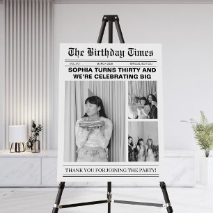 Unique newspaper 30th Birthday photo Welcome Foam Board