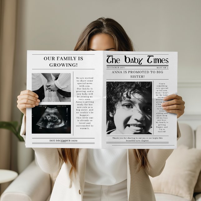 Unique Newspaper Big Sister Pregnancy Announcement (Creator Uploaded)