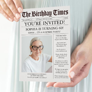Unique Newspaper Birthday Party Invitation