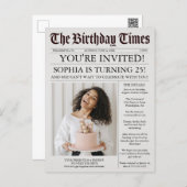 Unique Newspaper Birthday Party Invitation Postcard (Front/Back)