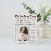 Unique Newspaper Birthday Party Invitation Postcard (Standing Front)